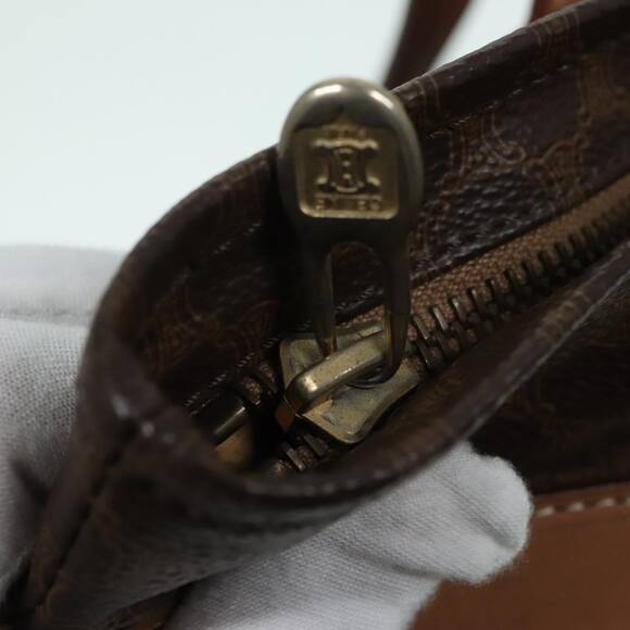 CELINE Macadam Canvas Tote Bag Pvc Leather Brown Gold - Picture 9 of 16